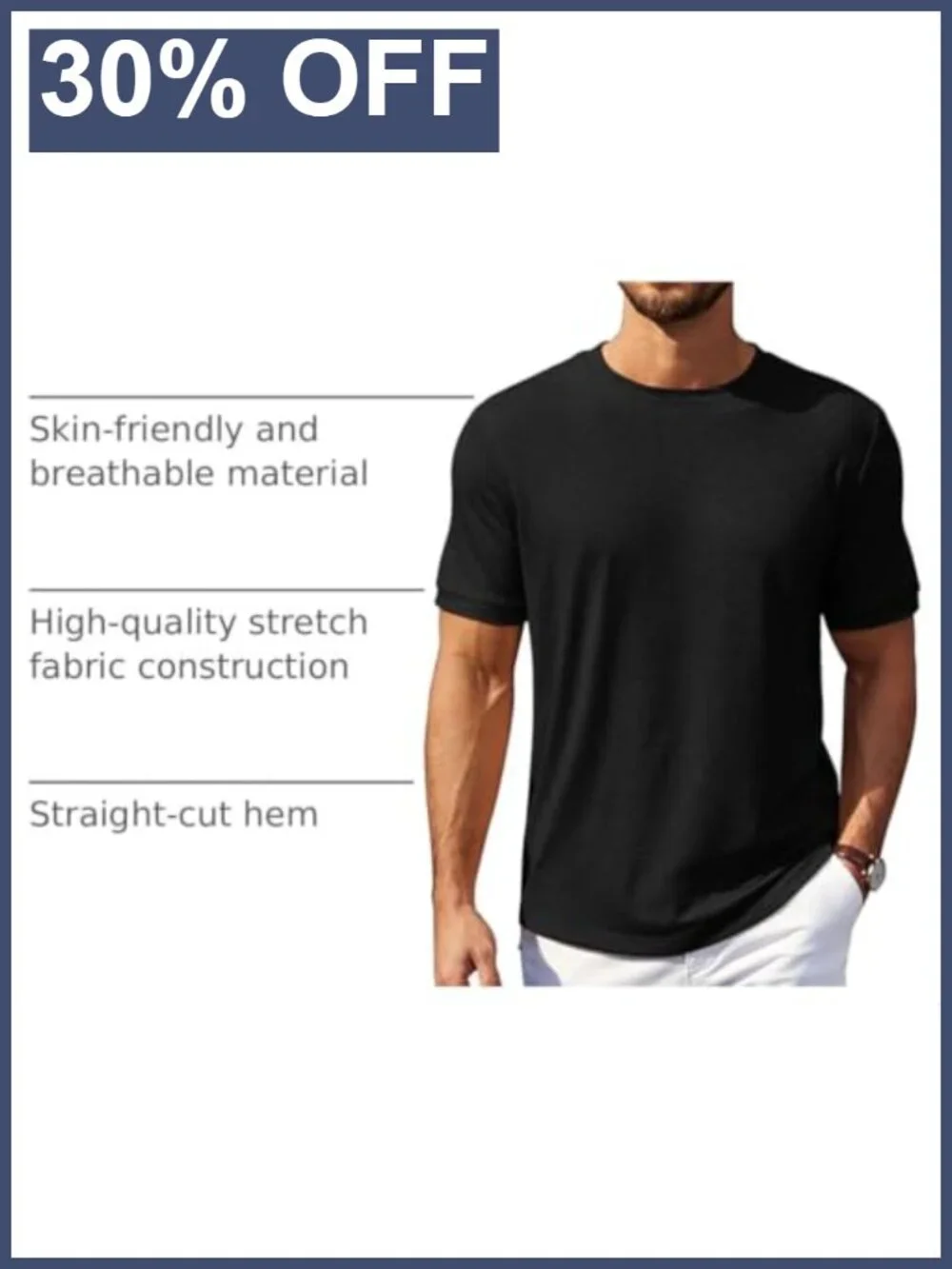 Mens Crew Neck Short Sleeve T-Shirt Regular Fit Basic Tee Casual Summer_3